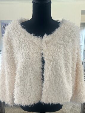 Cream Teddy Faux-Fur Cropped Jacket